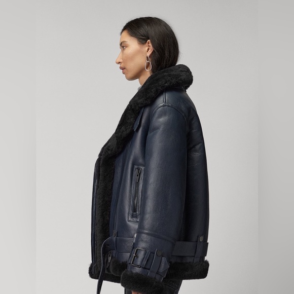 The Arrivals Moya V Navy Shearling jacket NEW WITH TAGS - Picture 7 of 7
